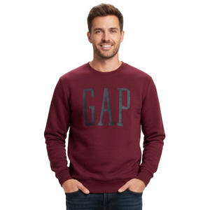 GAP Maroon Crewneck Sweatshirt Large Navy Logo Traditional Classic Men Medium